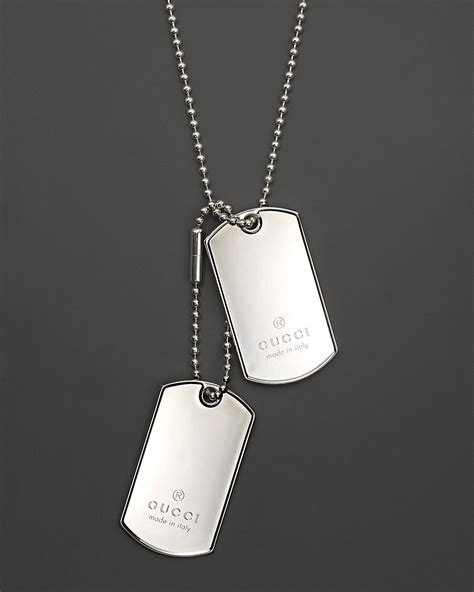 gucci silver dog tag necklace